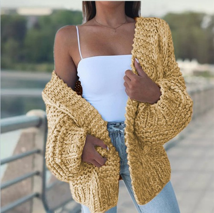 AliExpress Comercio exterior nuevo cardigan Batwing suéter de manga larga felpa suelta más tamaño prendas punto desgaste exterior superior