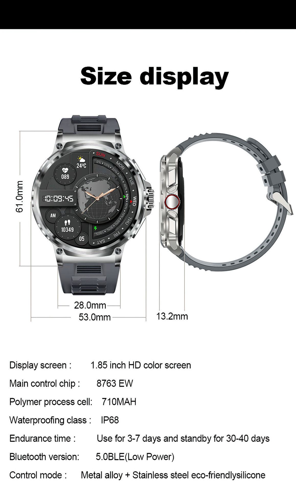 New V69 Bluetooth call smartwatch with 360*360 large screen, heart rate, blood oxygen and multi-activity smartwatch undefined