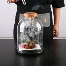 酒店美食增香透明玻璃烟熏餐罩特色意境菜分子料理耐冷热玻璃餐具