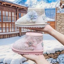 ABC bill儿童雪地靴24年新款公主靴女童亮片棉靴大棉雪地棉蝴蝶结