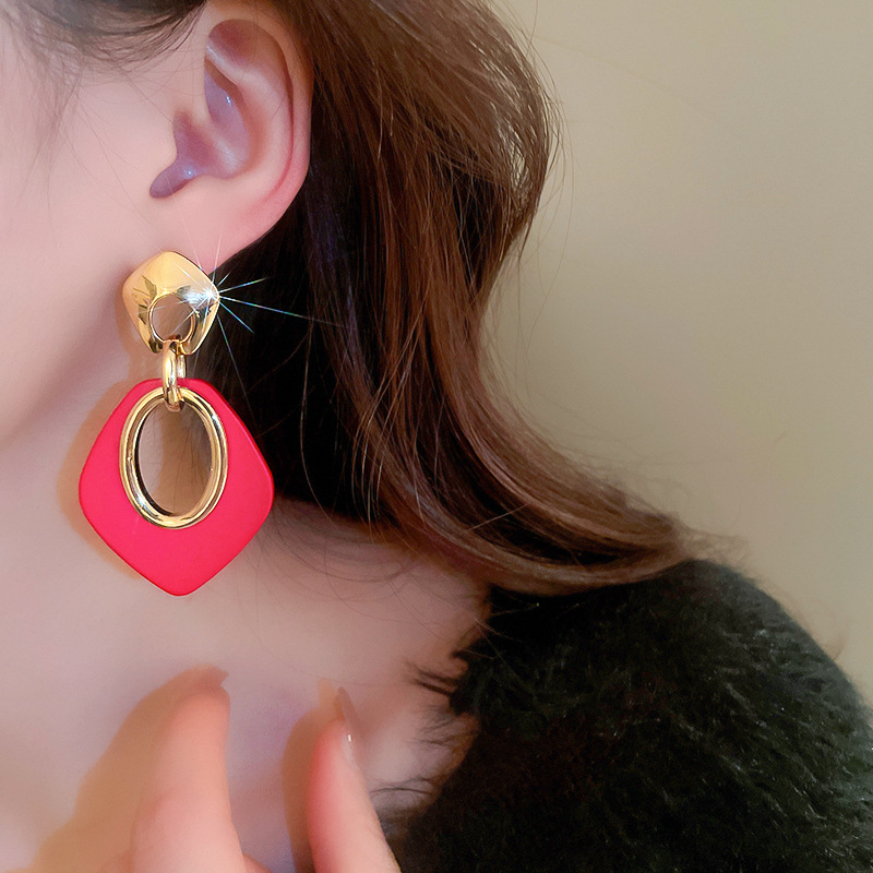 Fashion Geometric Arylic Copper Plating Drop Earrings 1 Pair