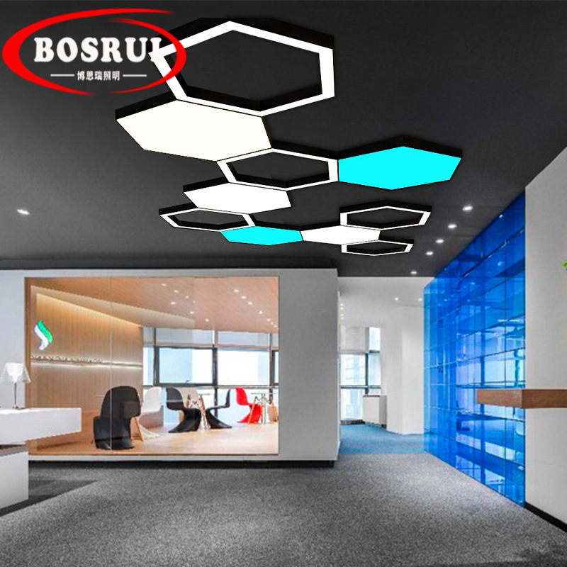 Hexagonal lighting honeycomb LED Splicing modern simple office commercial gym shop creative hanging lamps Hexagonal lighting honeycomb LED Splicing modern simple office commercial gym shop creative hanging lamps
