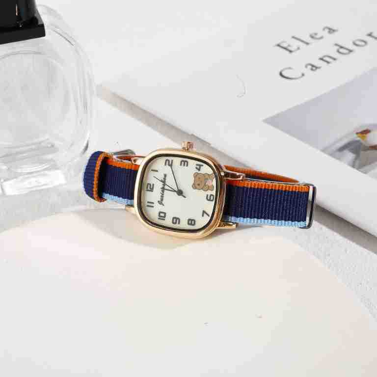 Women's Quartz Watch With Cute Bear Canvas Strap For Students_voghion.com