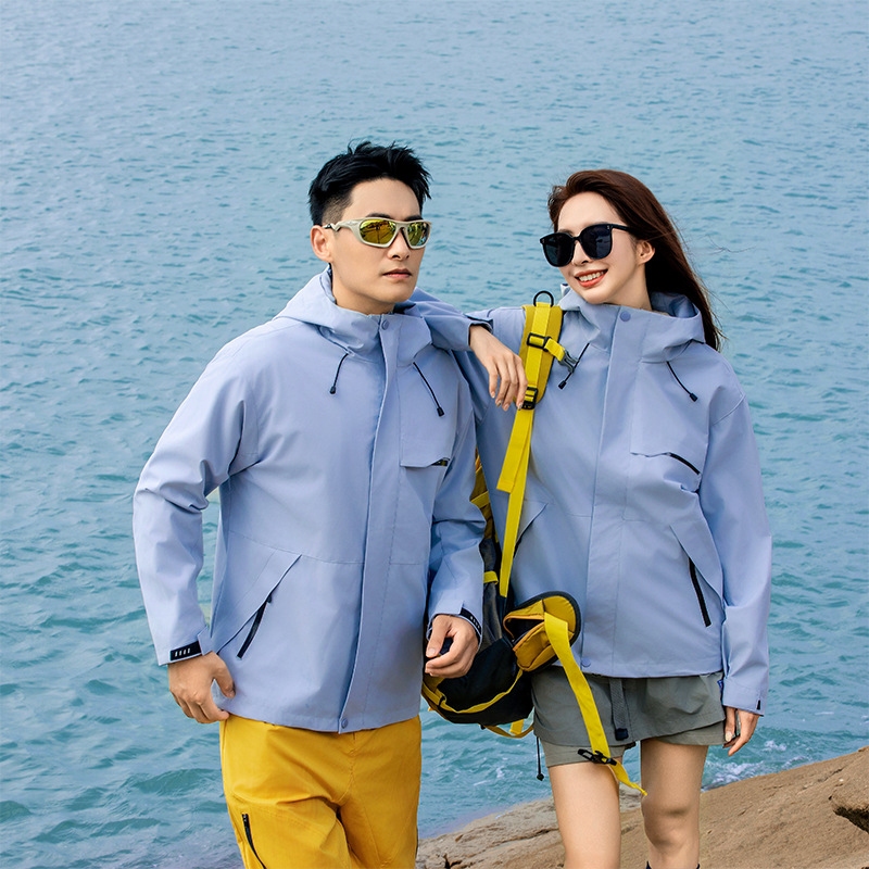 2025 Jacket Three-In-One Jacket Outdoor Couple Sports and Casual Mountaineering Clothing Group Workwear Can Print Logo
