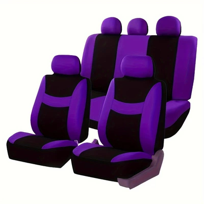 Smiley Face Universal Five-Seater Car – Universal seat cover - purple-9-piece-set-complete-set-of-five-seats