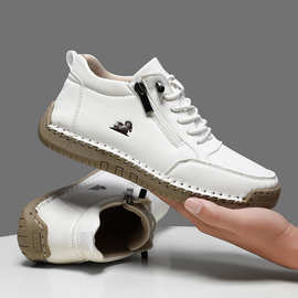 跨境亚马逊爆款手工缝线女鞋软底秋冬平底单鞋休闲鞋子A805