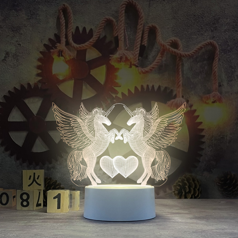 Nueva y única lámpara de noche 3D de acrílico, lámpara de escritorio USB, lámpara de noche para dormitorio, lámpara LED creativa, regalo de regreso a clases, Día del Trabajo