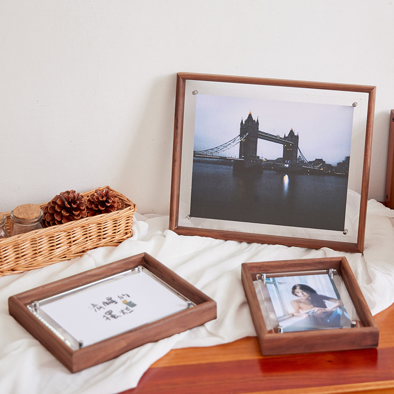 Fas Grade North American Black Walnut Acrylic Desktop Panoramic Photo Frame Living Room Photo Home Creative Home Decor