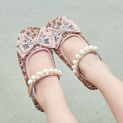 Girls Princess Shoes Soft Sole 2024 Spring and Summer New Baby Shoes Spring Crystal Shoes Children's Small Leather Shoes Spring and Autumn