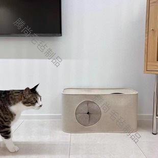 2024 Cat Nest Pet Supplies Wholesale Four Seasons Universal Foldable Felt Semi-Enclosed Large New Model Cat Nest Wholesale