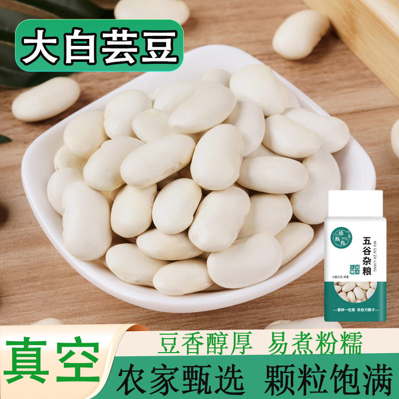 真空大白芸豆新货白色扁豆农家自产饭豆干豆五谷杂粮腰豆一件代发