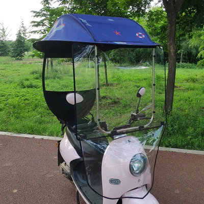 Elektromobil üçün ön şüşə çətiri (günlük) — scooter sunshade - stainless-steel-model-little-dolphin-suitable-for-all-seasons-suitable-for-vehicles-with-rearview-mirrors