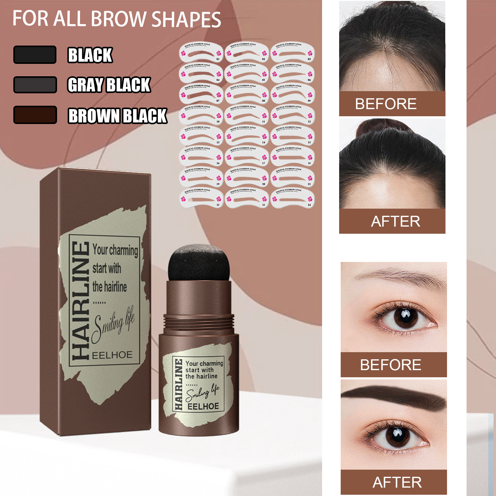 EELHOE One Step Brow Stamp Shaping Kit