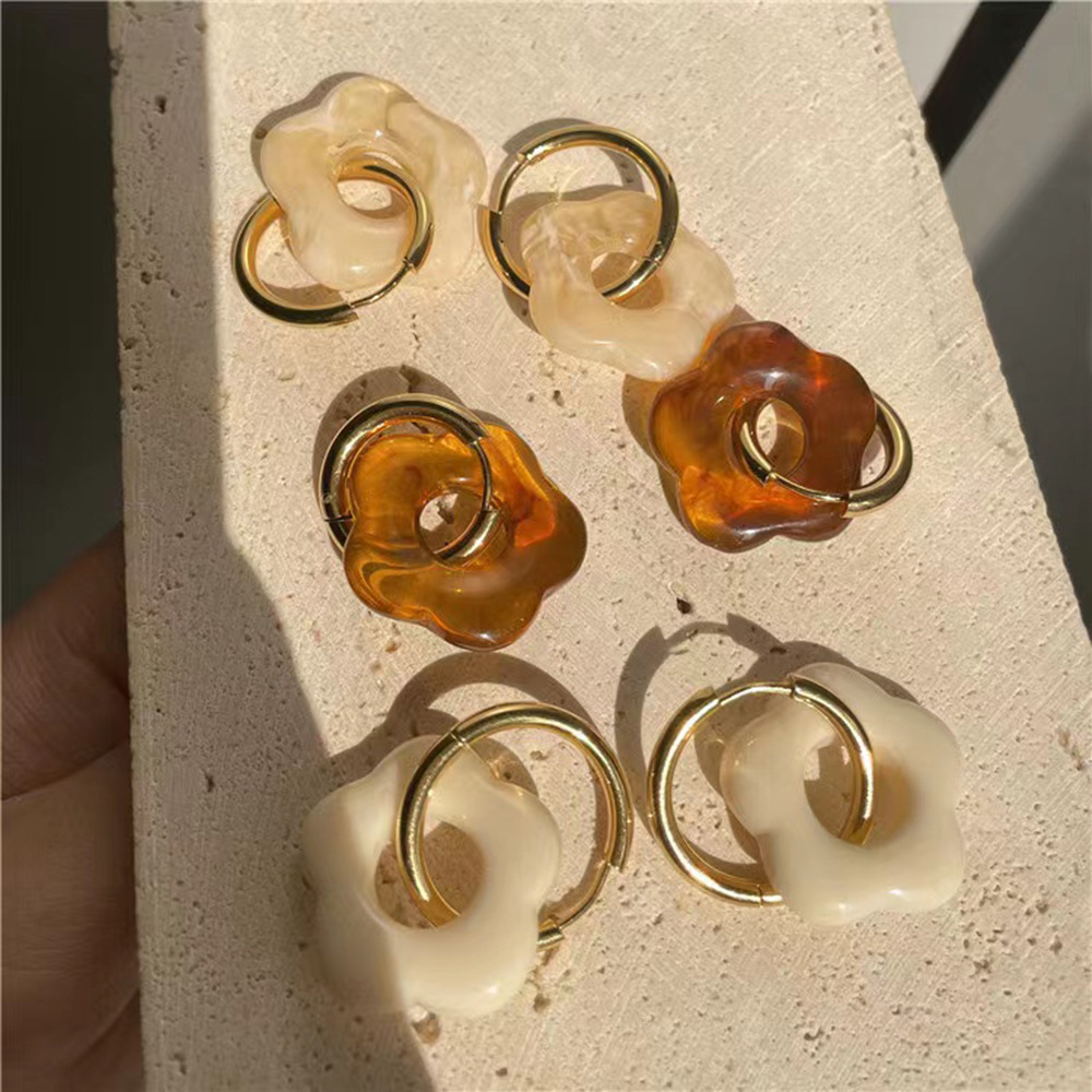 Fashion Flower Stainless Steel Resin Womenu0027S Earrings 1 Pair