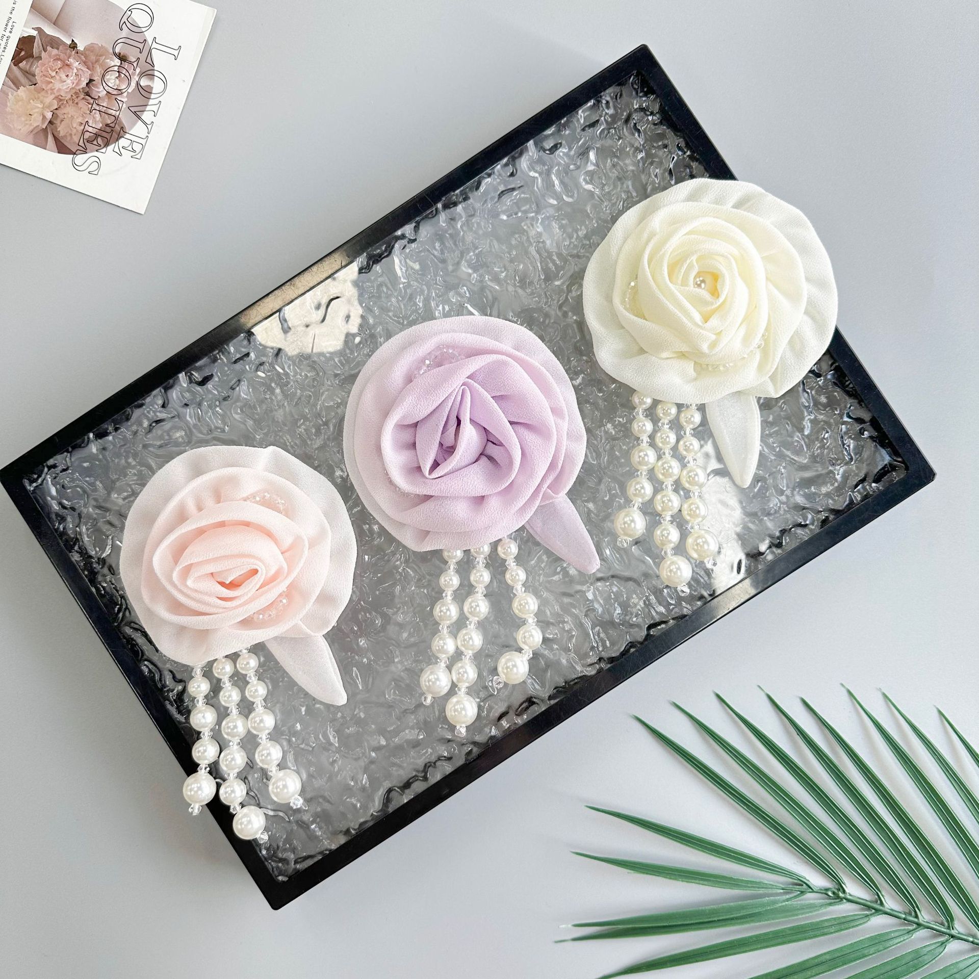Parche Decorativo de Flores con Perlas de Poliéster para Ropa y Bolsos