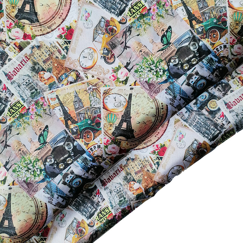 European-style vintage architecture print satin lining, artistic trench coat jacket, direct from the manufacturer