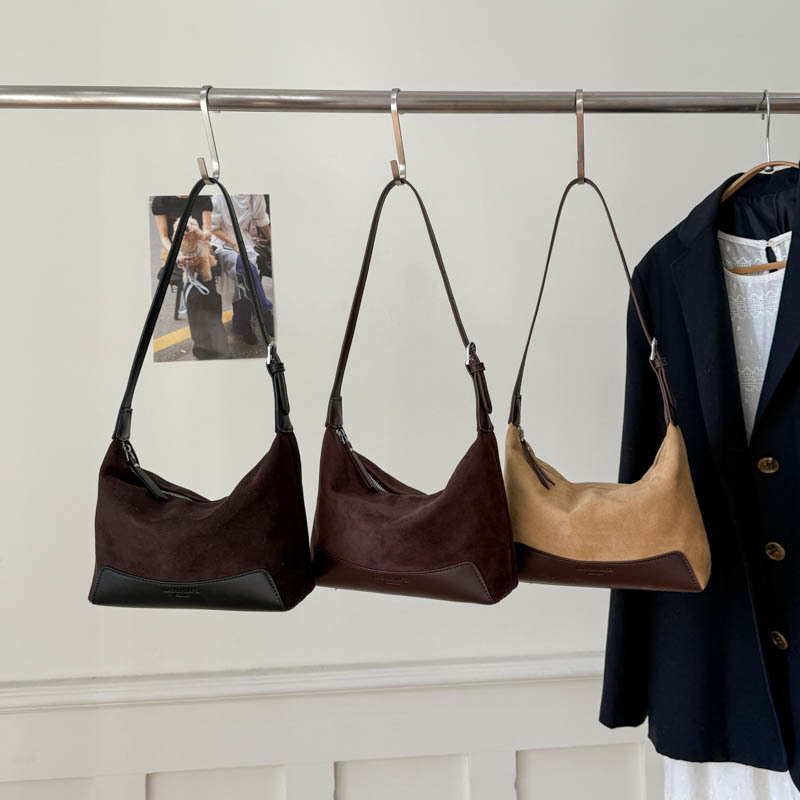 Cross-Border New Autumn/Winter Underarm Bag For Women, Trendy Color-Block Shoulder Bag, Large Capacity Casual Commuter Baguette Crossbody Bag - Thumbnail 3