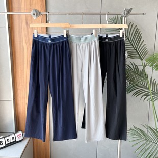 Letter Stretch Casual Pants Alo25 Summer New Straight Casual Pants Women's Casual Pants Loose Plaid Wide Leg Pants