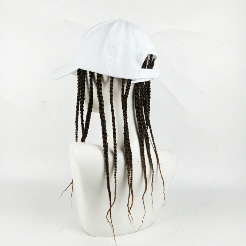 Peluca de trenza sucia sombrero integrado moda femenina verano hip hop trenza peluca hombre montado en la cabeza producto terminado directamente desgaste cola de caballo
