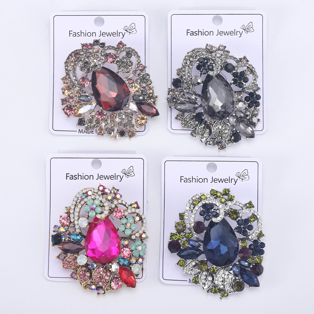 Lady Flower Alloy Inlay Glass Women's Brooches display picture 1