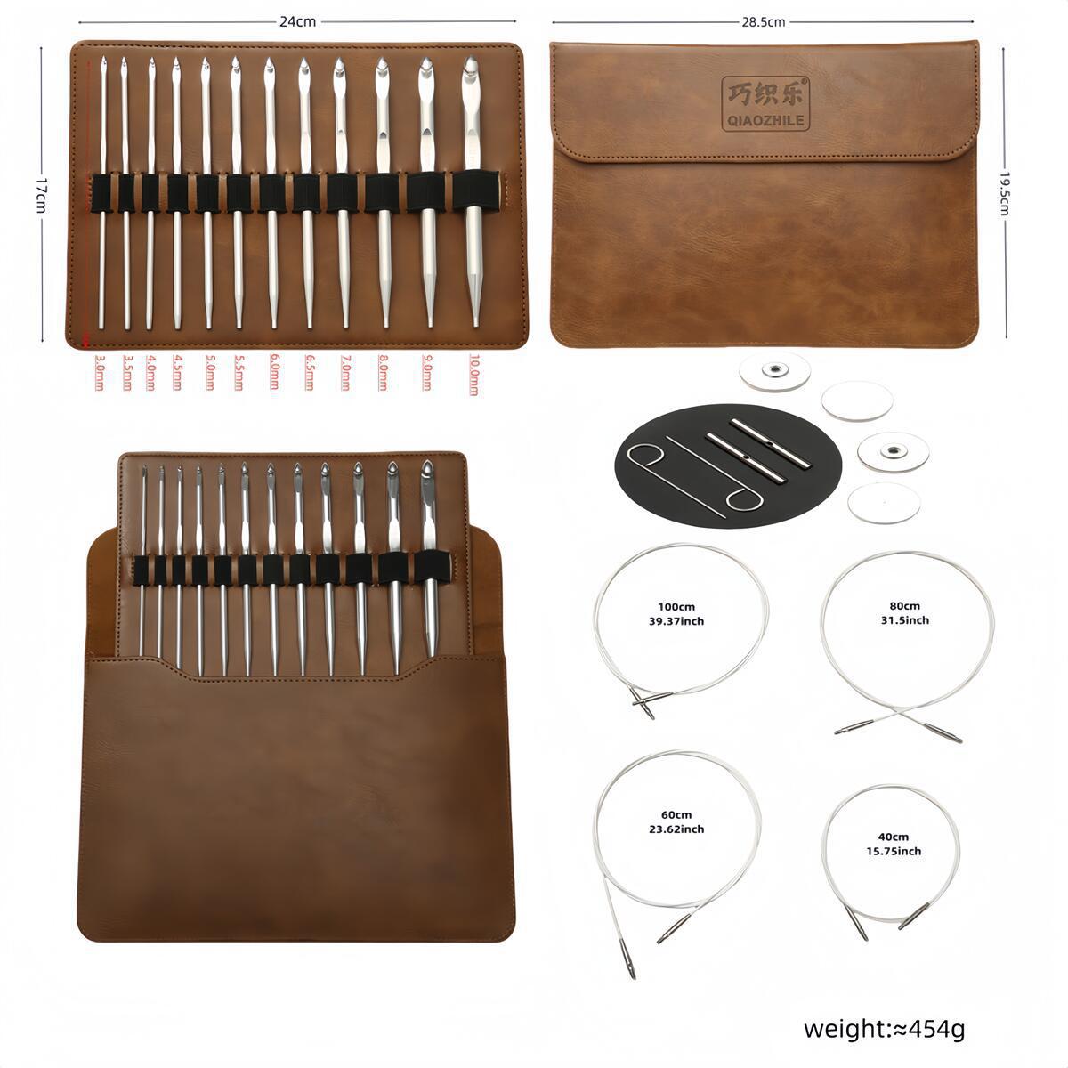 Crochet blanco de alúmina hecha a mano transfronteriza Afganistán desmontable crochet Tunísia crochet conjunto de 12 piezas