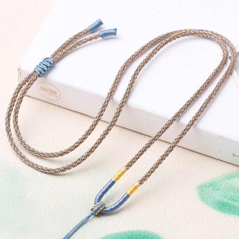 Two-color corn lanyard with gold jade pendant Guanyin jade pendant lanyard wholesale high-grade men's and women's hand-woven necklace rope