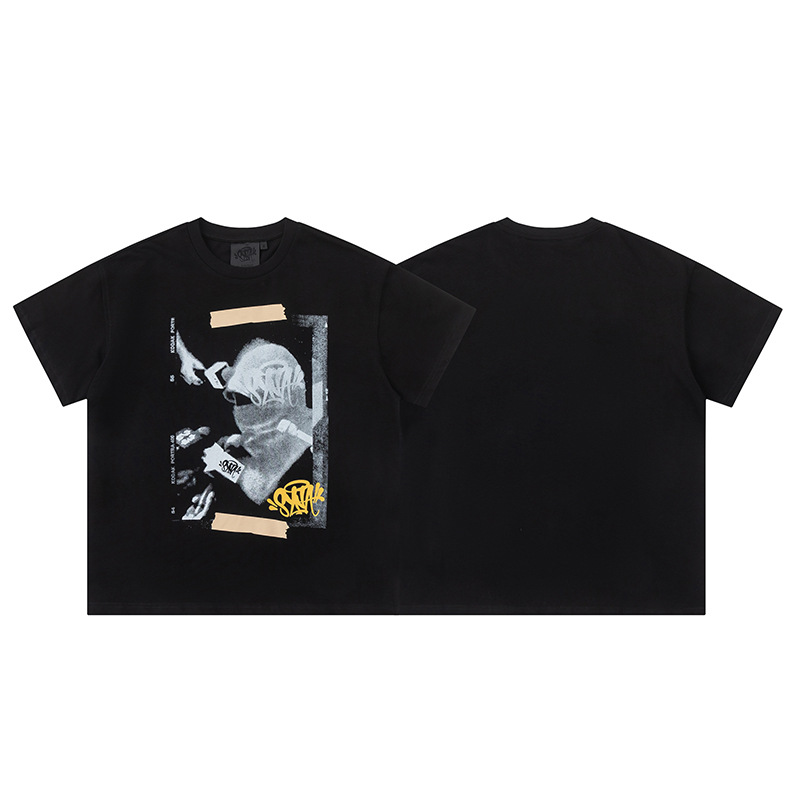 高品質SYnaWorldヒップホップフォームプリント半袖カジュアルルーズTシャツハイストリートショーツSyna Word