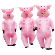 可愛粉紅豬充氣服 萬聖節生日派對搞笑充氣服 人偶表演充氣服