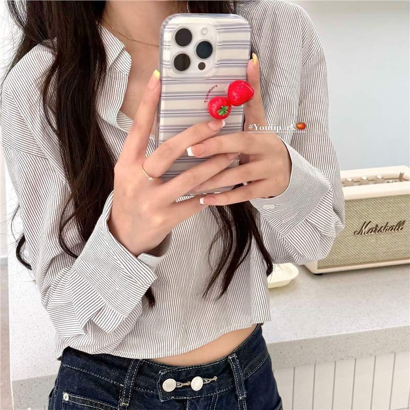 ins条纹立体西红柿适用iPhone17PROMAX手机壳新款16/15/14小众13|undefined