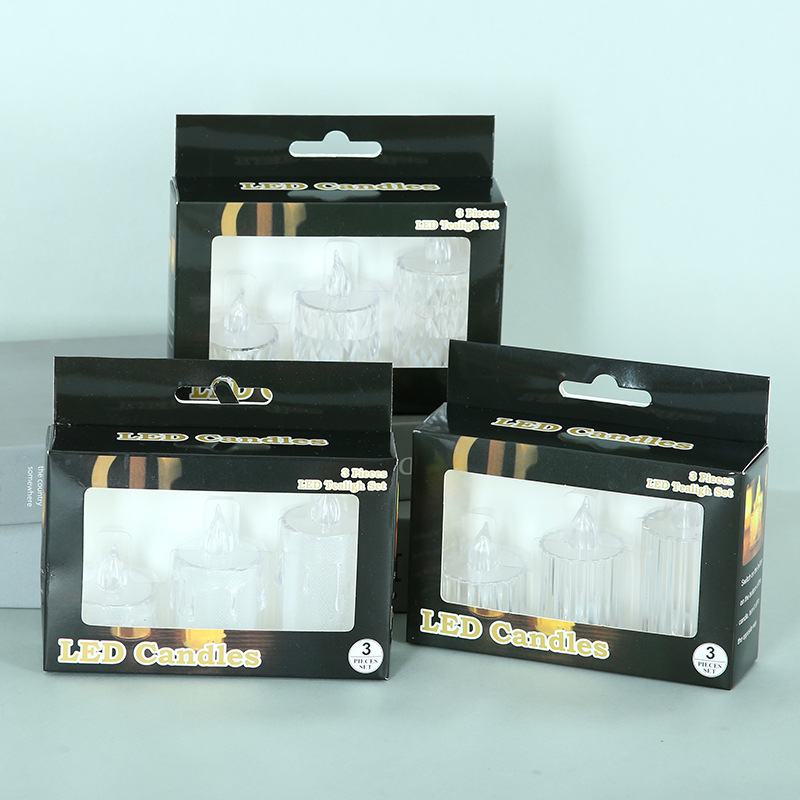 Acrílico no base de cristal transparente lágrimas creativo ambiente de vacaciones decoración LED pequeña vela electrónica té lámpara de cera