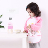 Детский водонепроницаемый мультяшный фартук для еды для мальчиков, сзади на завязках, с карманом