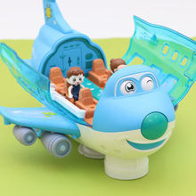 儿童电动飞机玩具万向轮发光飞机1-2岁4岁模型仿真客机玩具车套装