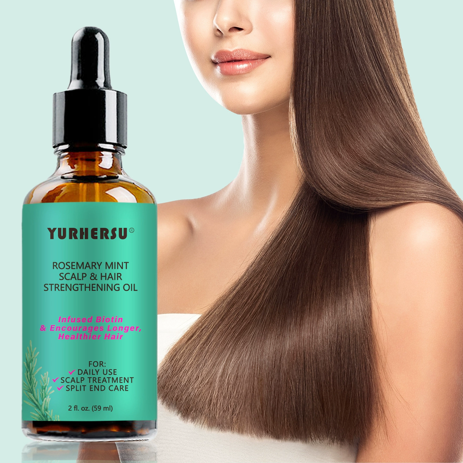 YURHERSU Трансграничные розмарин мяты для волос Эфирное масло для предотвращения выпадения волос