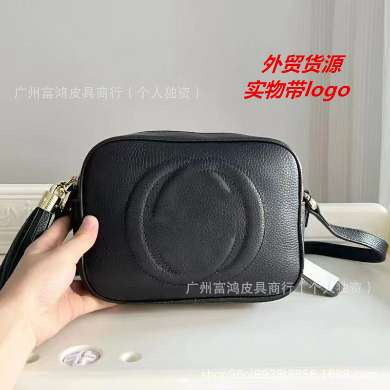 Cross-Border Supply New g Brand Genuine Leather Women's Small Square Bag with Pebbled Cowhide, Single Shoulder Crossbody Bag with Logo