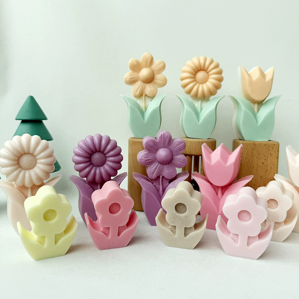 Aromatherapy, candle, diffuser with sunflower extract, incense stone, silicone mold, flowered, handmade