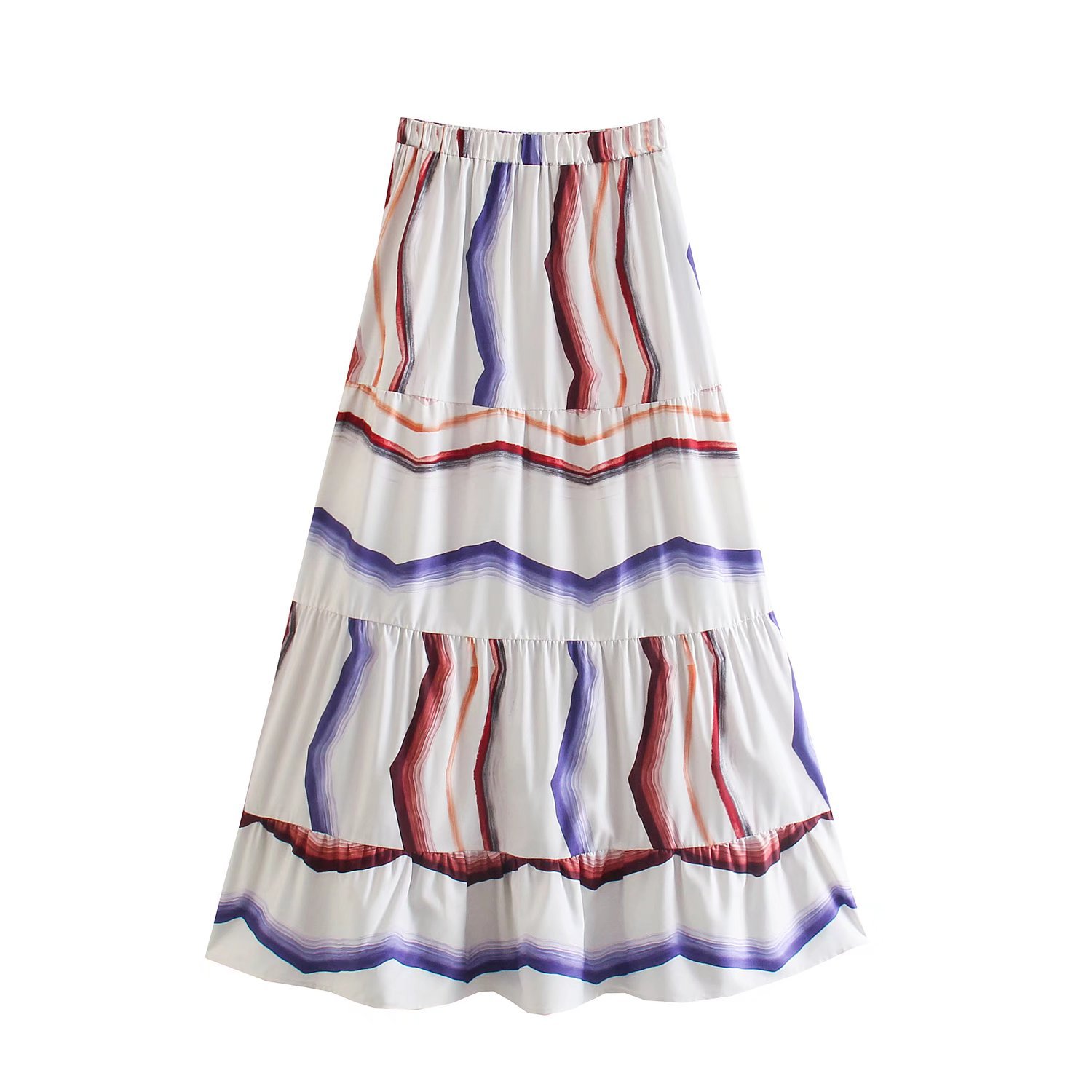 Print Round Neck Sleeveless Top Loose Skirt Set NSAM110272