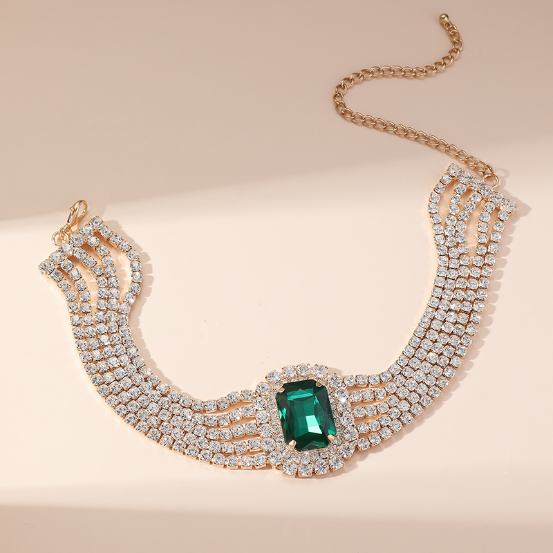 Heart Crystal Choker Necklace Multi-layer Statement Jewellery_voghion.com