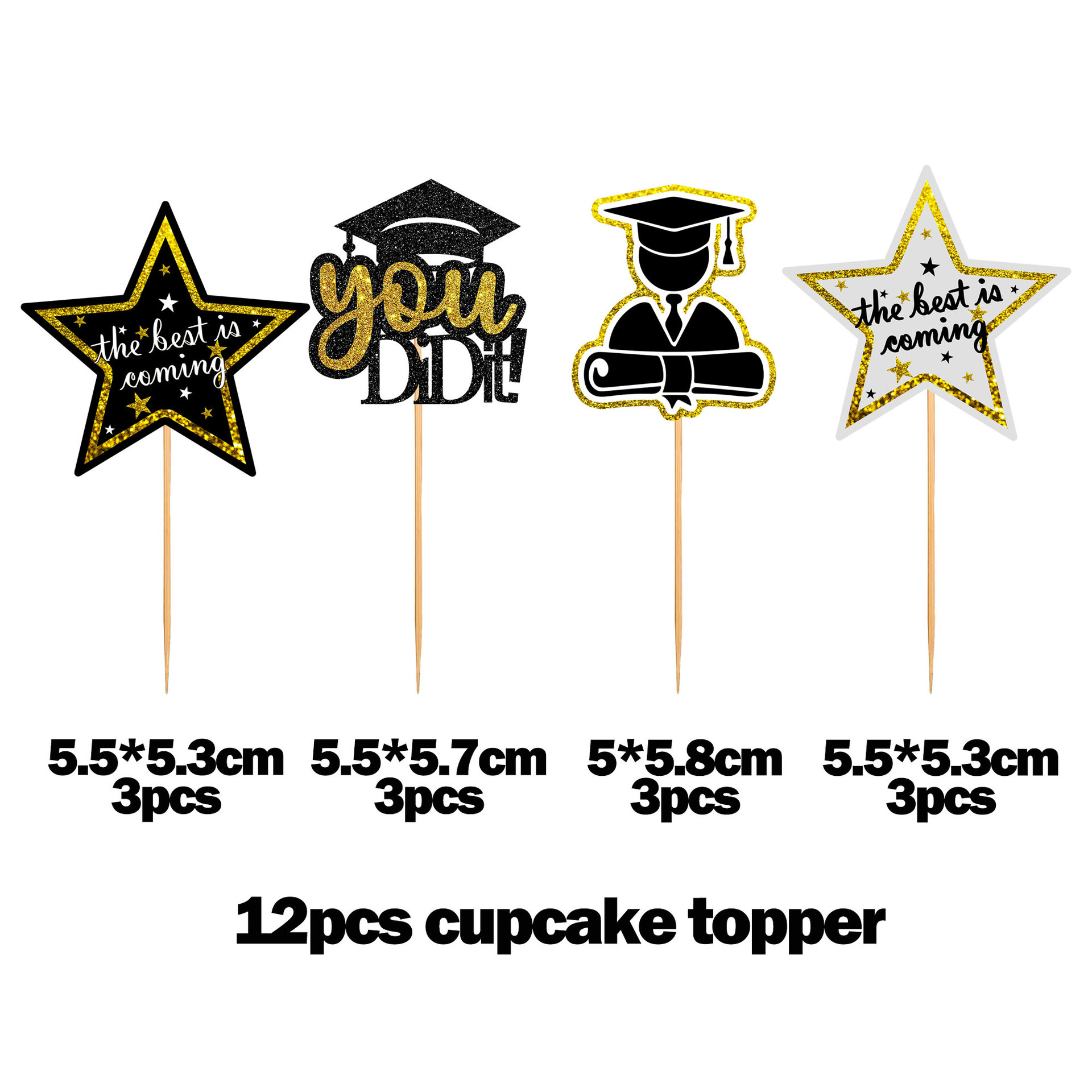 Temporada de graduación de Oro Negro tema Fiesta tire bandera espiral decoración aula foto pared graduación temporada fiesta globo Decoración