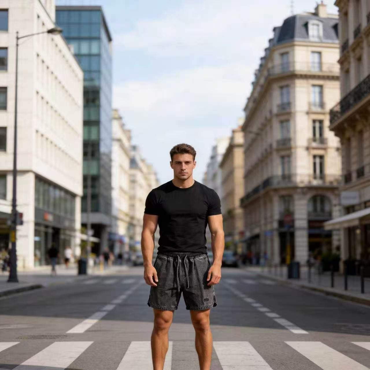 Men's Clothing Men's Retro Washed Denim Shorts Casual Loose Fit Five Point Breathable Summer Embroidered High Street Trendy Pants_viptrois.com