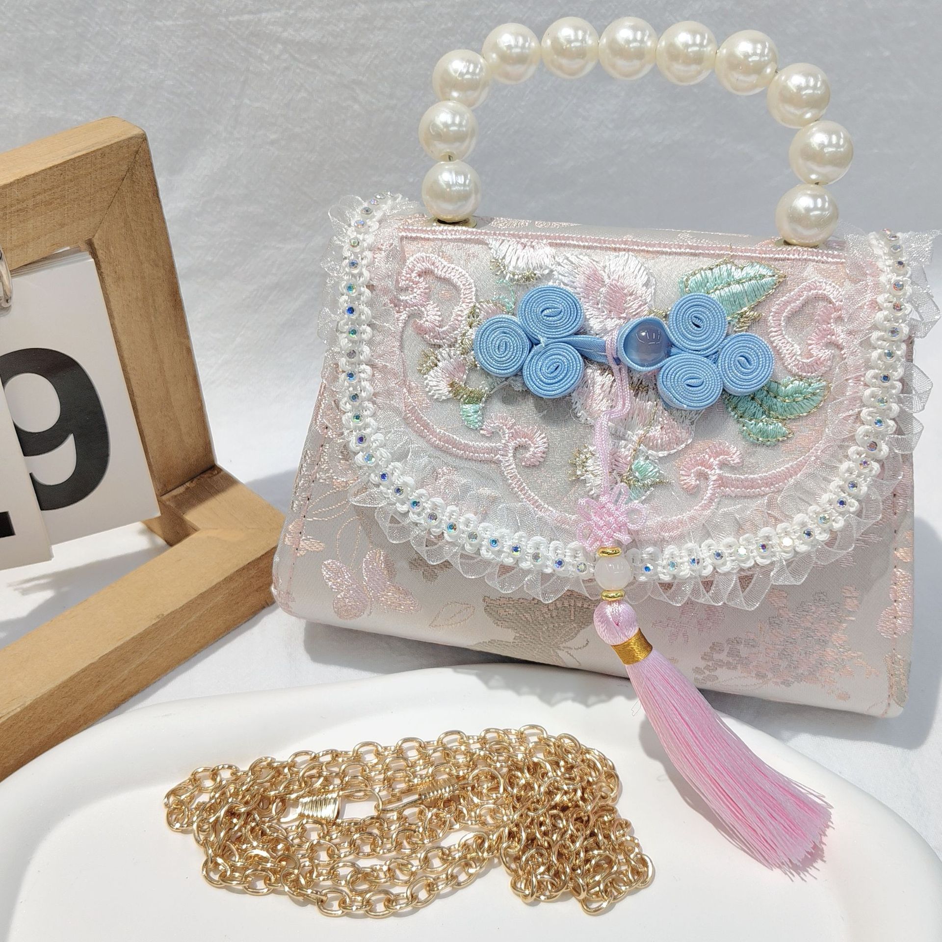 Bolso de arco para niños bolso de rosa de verano bolso de mochila para chicas bolso de princesa de perla pequeña bolsa de cambio de viento fragante