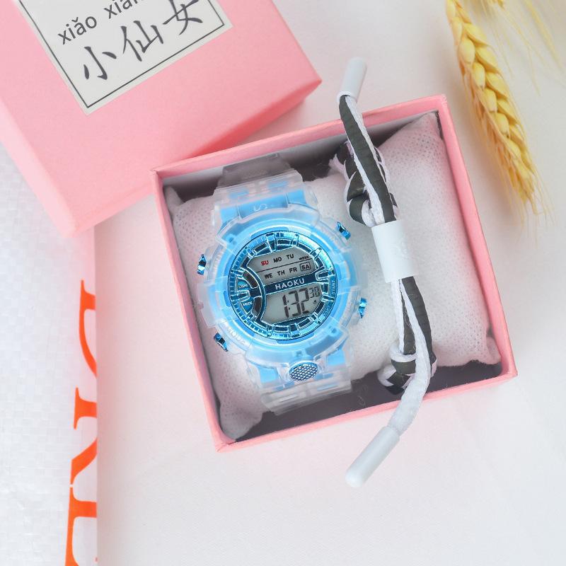 Nuevo transparente simple temperamento moda tendencia unicornio reloj electrónico redondo estudiante deportes caramelo reloj electrónico