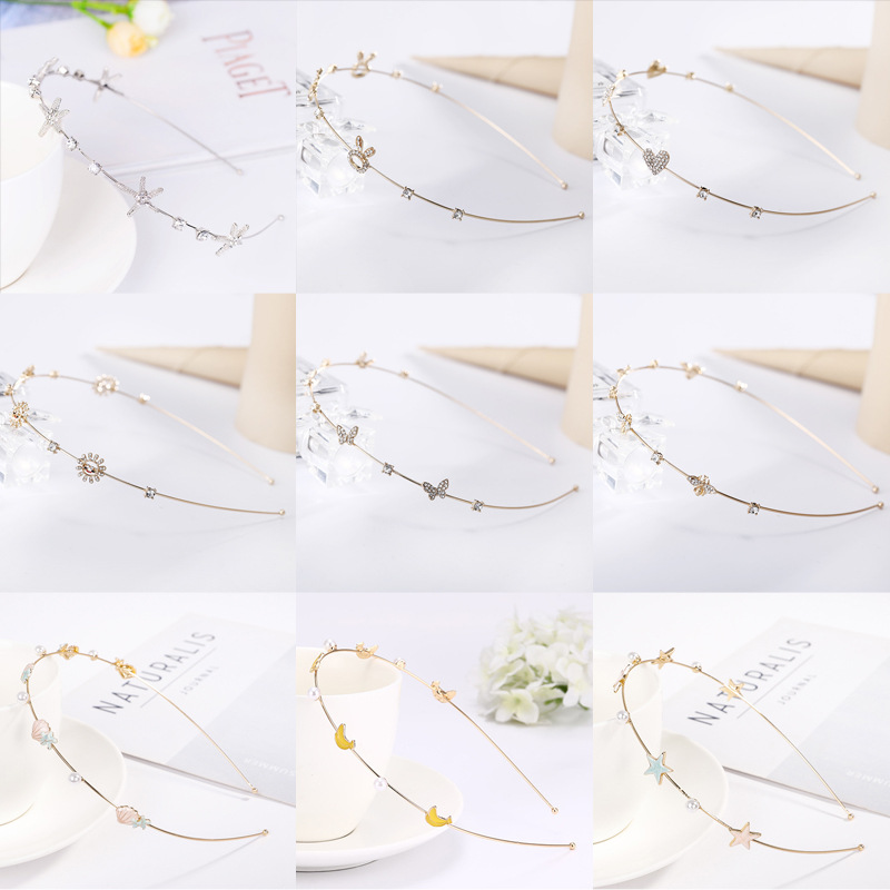 Nueva moda coreana Diamante estrella de mar Diadema Accesorios de diadema de aleación de diamantes de imitación Joyería para el cabello simple Suministro de boutique