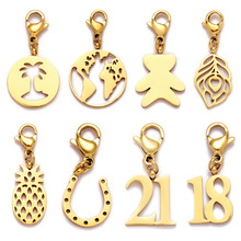 18地图椰树钛钢diy龙虾扣吊坠女小熊21马蹄铁项链手链不锈钢挂坠