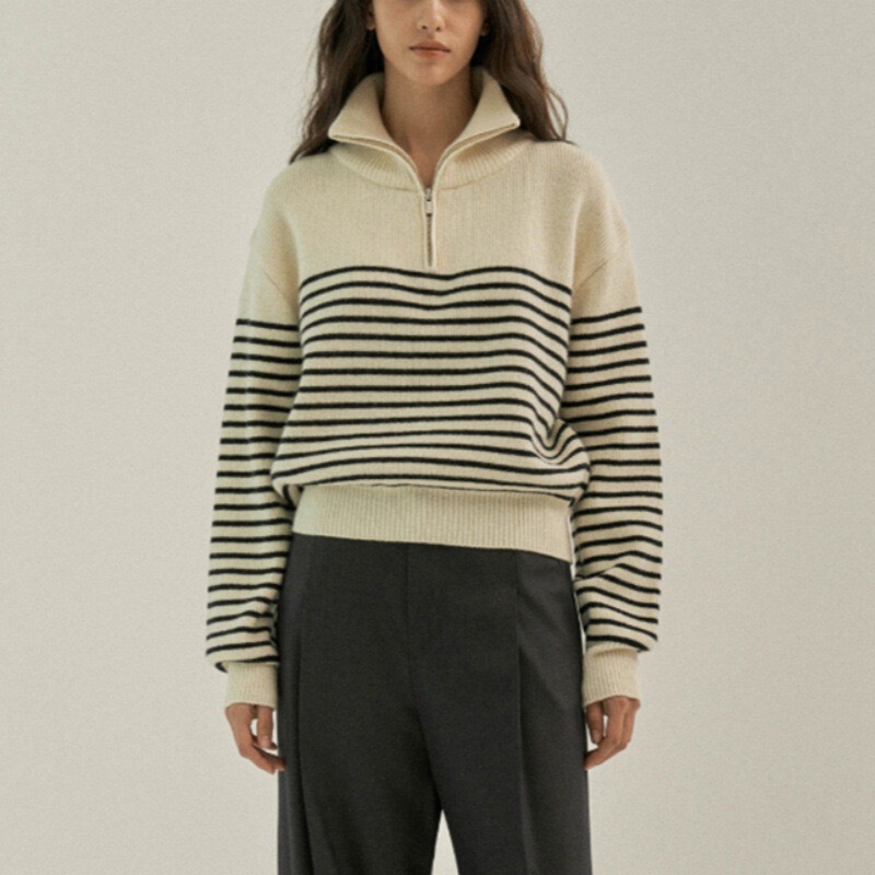 Foreign Trade Amazon Autumn and Winter Stand-Up Collar Zipper Long-Sleeved Knitwear Sweater Women's Outer Wear Lazy Style Top Jacket Thickeneded