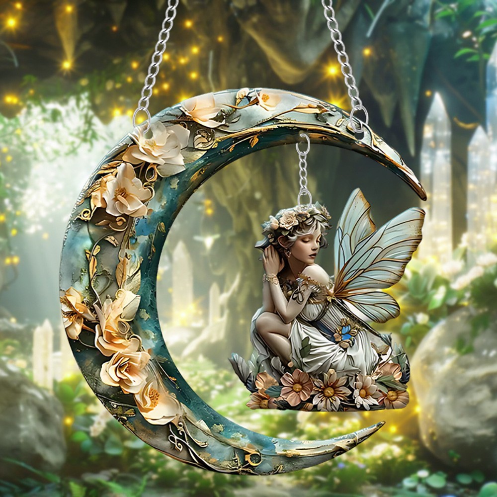 Decoración creativa transfronteriza acrílica disco plano colgar princesa de cuento de hadas belleza figura de captura de sol ventana decoración porche