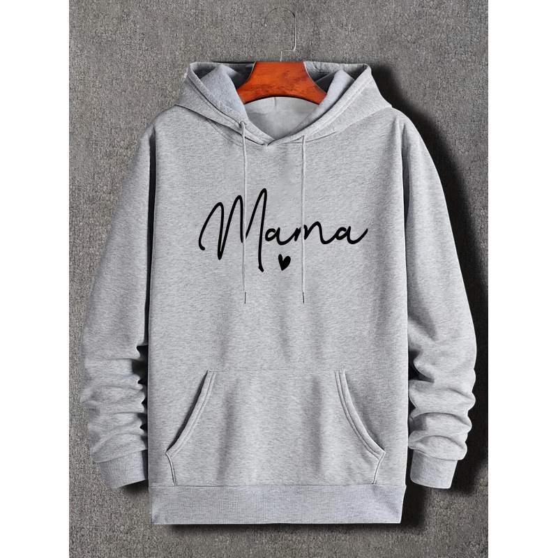 (Cross-Border European Code) "Mom", Men's Hoodie, Graphic Sweatshirt with Kangaroo Pocket
