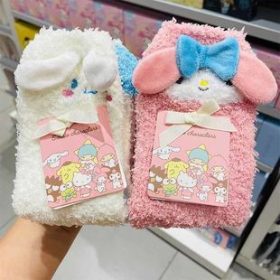 Autumn and Winter coral velvet socks women's cartoon cute warm sleep floor socks thickened home mid-calf length socks women's socks