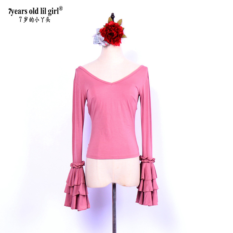 Flamenco Flamenco dance Spanish dancer rayon multi-layer lotus leaf sleeve top wholesale HHH21