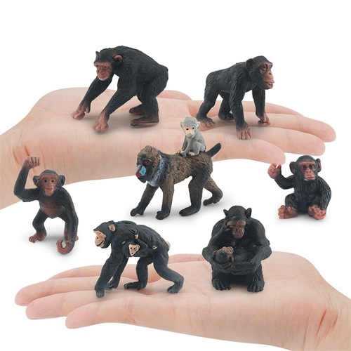 Cross-border simulation children's cognitive wild animals gorilla baboon model chimpanzee baboon carrying baby figurine toy 