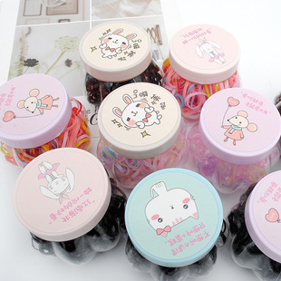 Children's cute color canned rubber band Korean cartoon non-disposable strong pull continuous high elastic hair ring wholesale